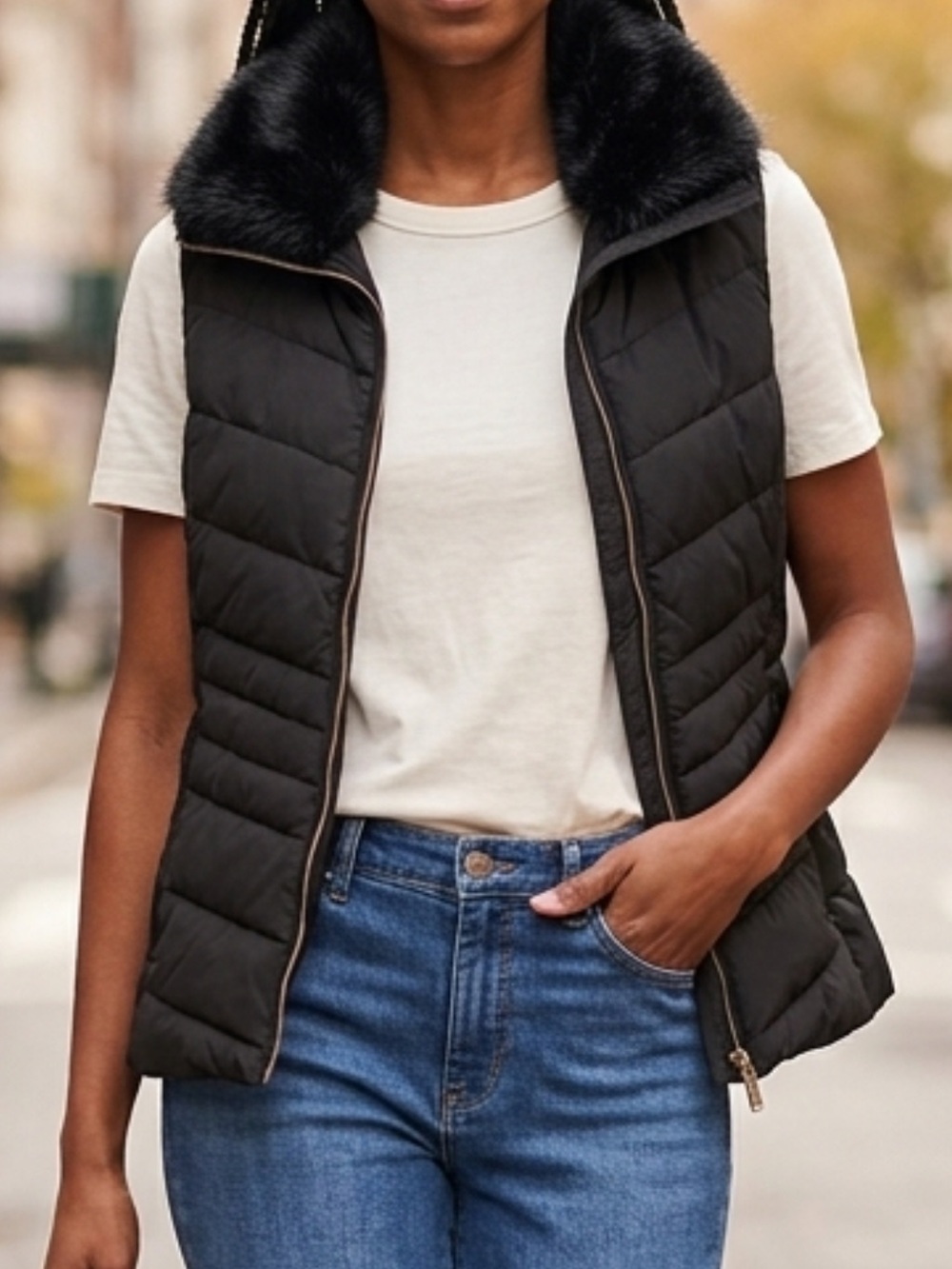 Down Puffer vest Black Medium Talbots NWT